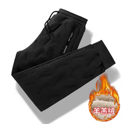 Sheep down down cotton pants for men's winter outerwear plus velvet thickened casual pants for men's winter snow windproof warm pants