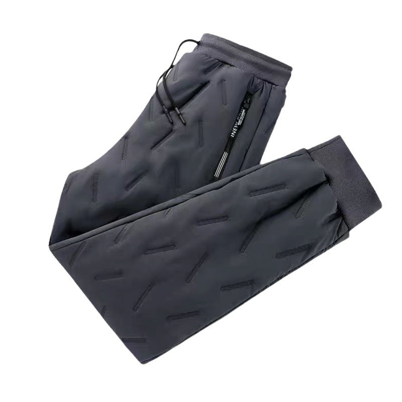 Sheep down down cotton pants for men's winter outerwear plus velvet thickened casual pants for men's winter snow windproof warm pants